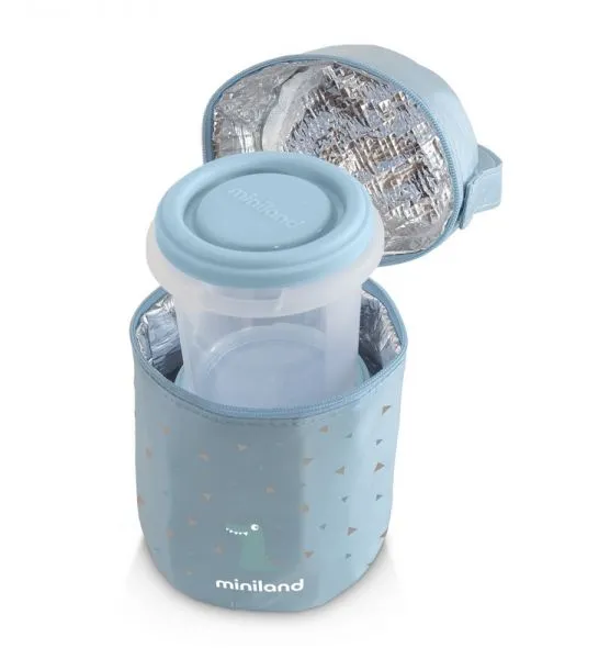 Miniland Termoizolační pouzdro + kelímky na jídlo Blue 2 ks