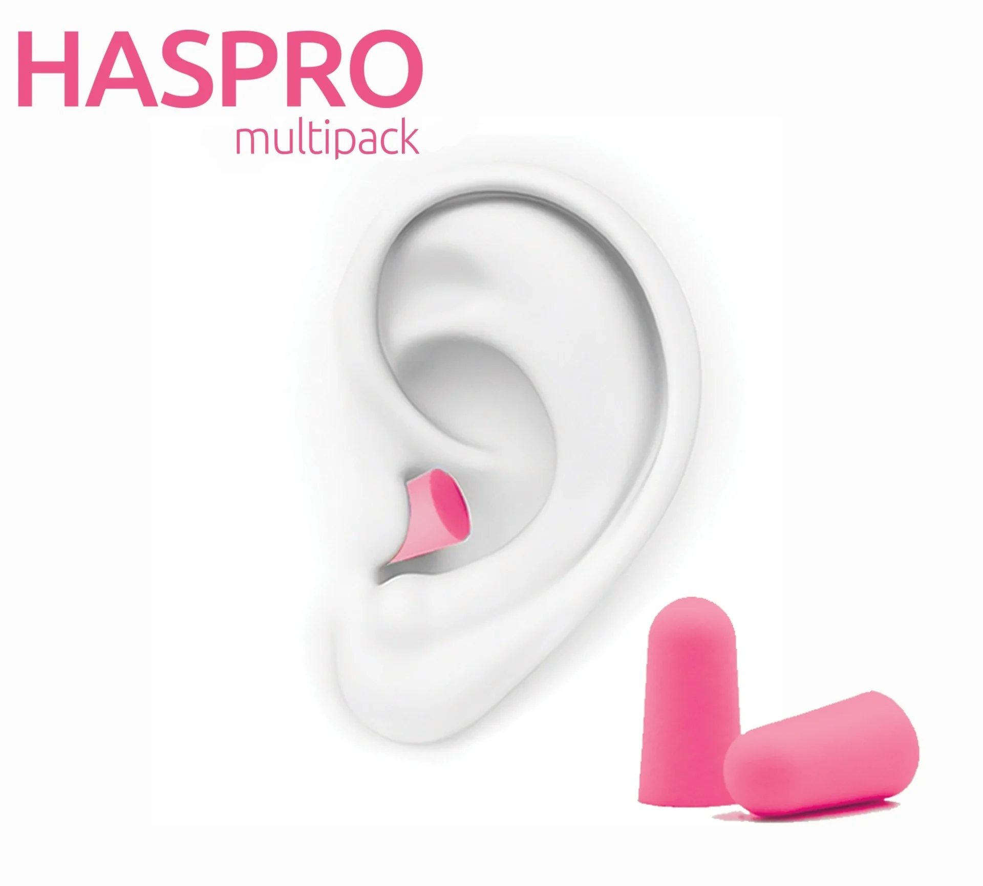HASPRO Universal špunty do uší, pěnové, 50 párů / 100ks, růžové