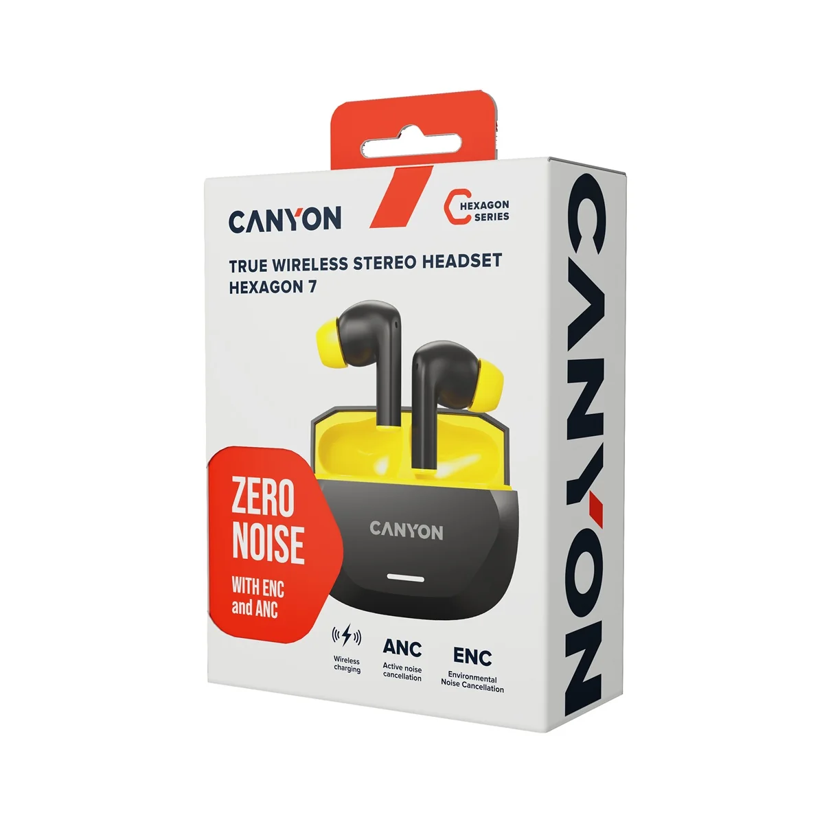 Canyon Bezdrátová stereo sluchátka True wireless Hexagon 7, černo/žlutá