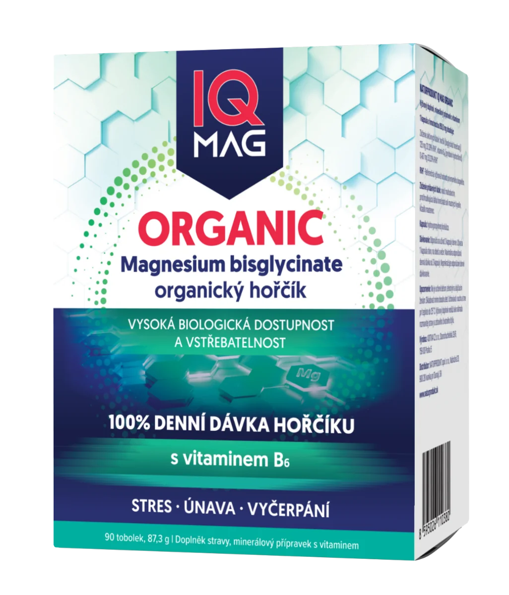 IQ Mag ORGANIC Magnesium 375 mg + vitamín B6 90 tobolek