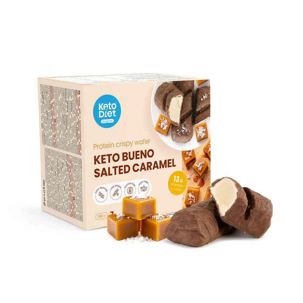 KetoDiet Keto Bueno Salted Caramel - křupavé oplatky (7 porcí) 