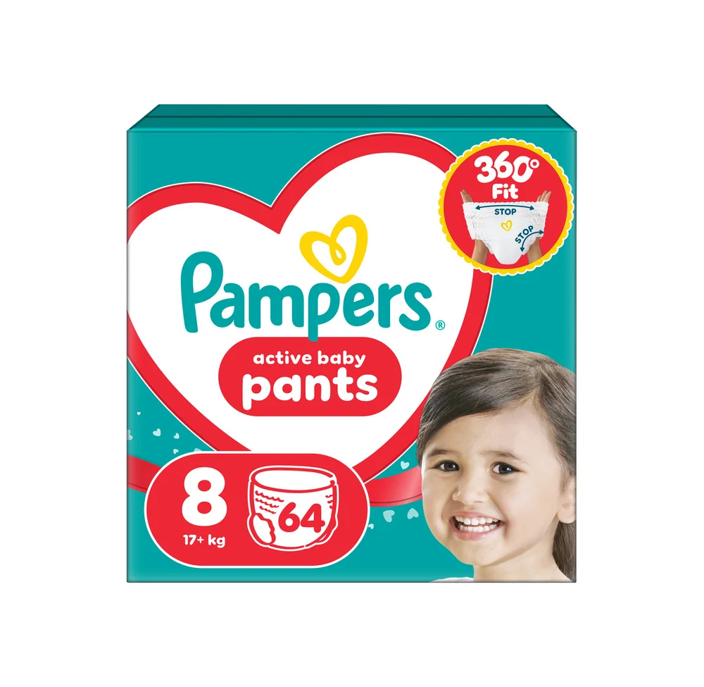 Pampers Active Baby vel. 8 17+ kg plenkové kalhotky 64 ks