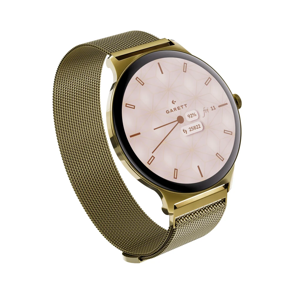 Garett Verona 2 chytré hodinky Gold Mesh Steel