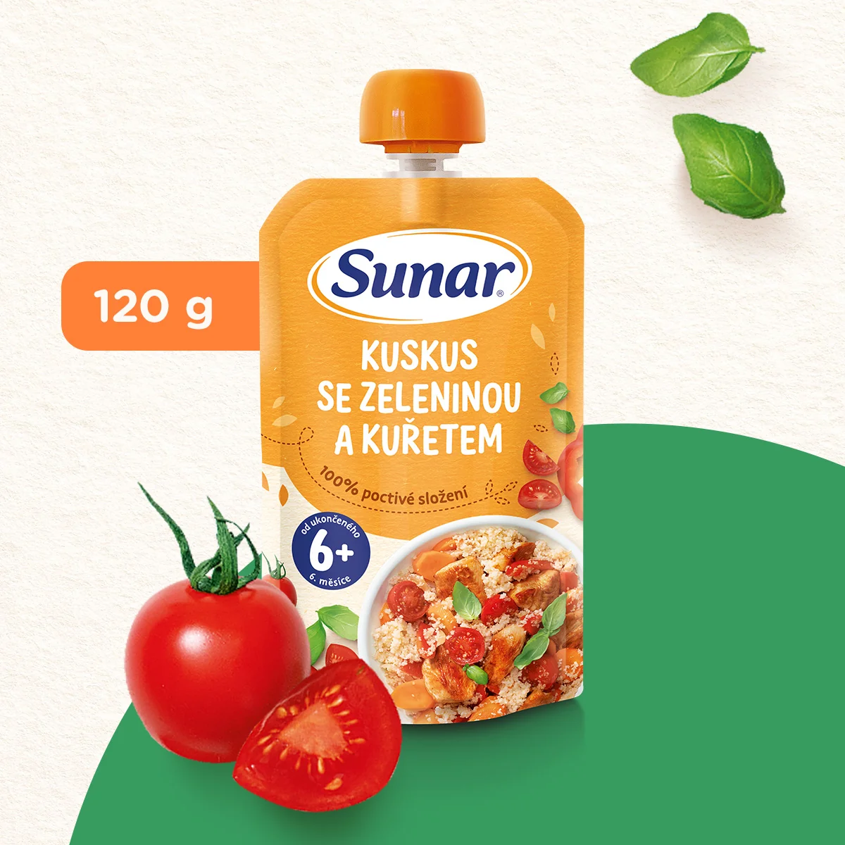 Sunar Příkrm Kuskus se zeleninou a kuřetem 6m+ kapsička 120 g
