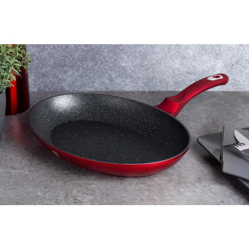 Berlingerhaus Pánev na ryby a steaky s mramorovým povrchem 35 cm Burgundy Metallic Line