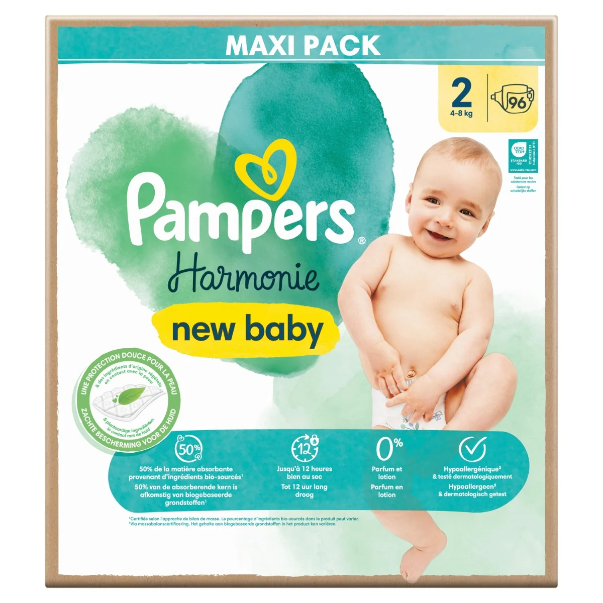 Pampers Harmonie New Baby Maxi Pack vel. 2 4–8 kg dětské pleny 96 ks