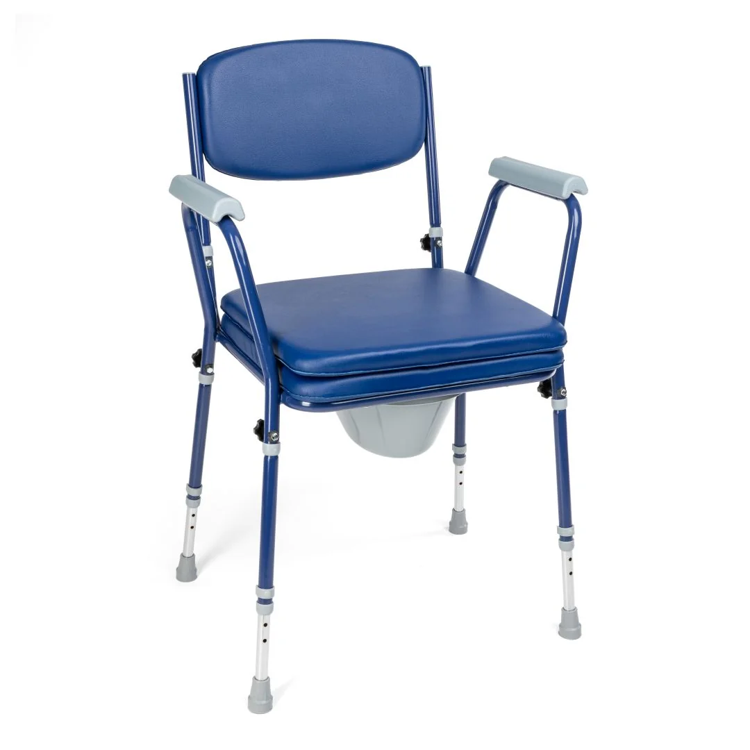 TIMAGO Toaletní křeslo výškově nastavitelné BLUE skládací