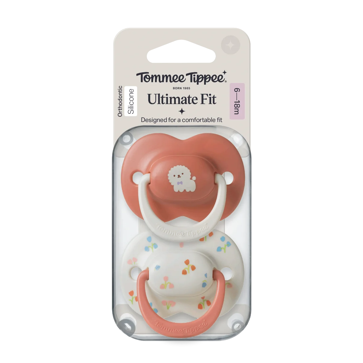 Tommee Tippee Silikonový dudlík Ultimate Fit Deco Girl 6-18m 2 ks více barevných variant