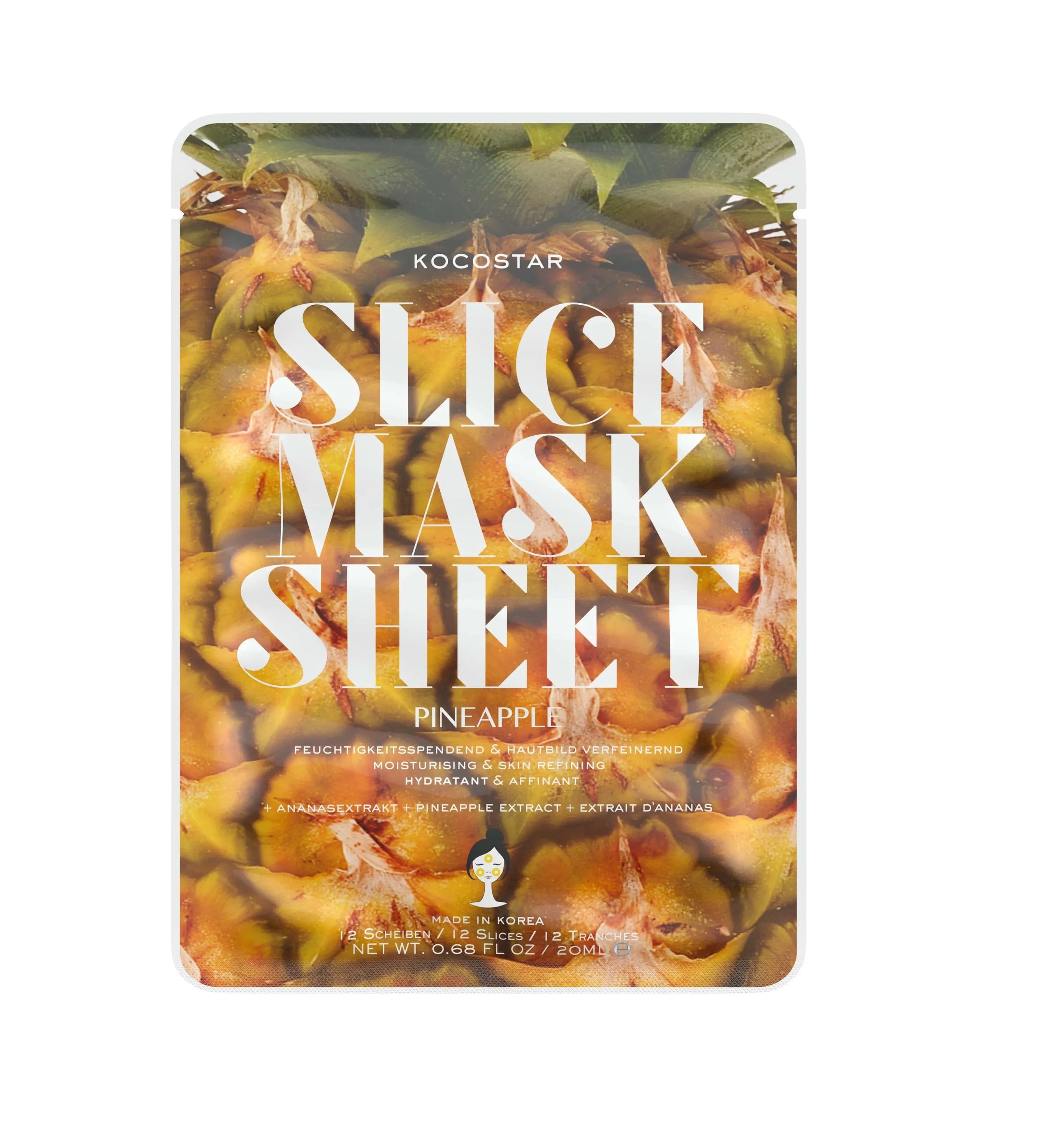 Kocostar Slice mask sheet Ananas zjemňující pleťová maska 20 ml