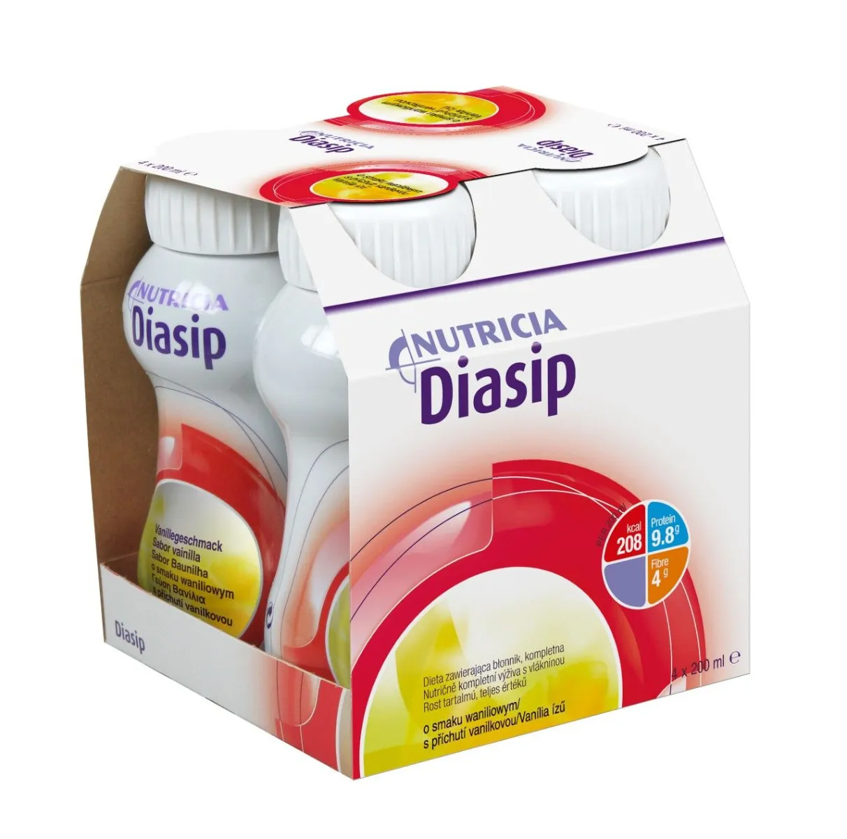 Diasip s příchutí vanilkovou 4x200 ml