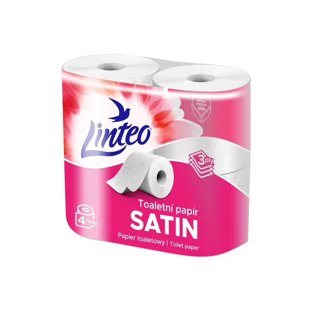 Linteo Satin Toaletní papír 3vrstvý bílý 4 role