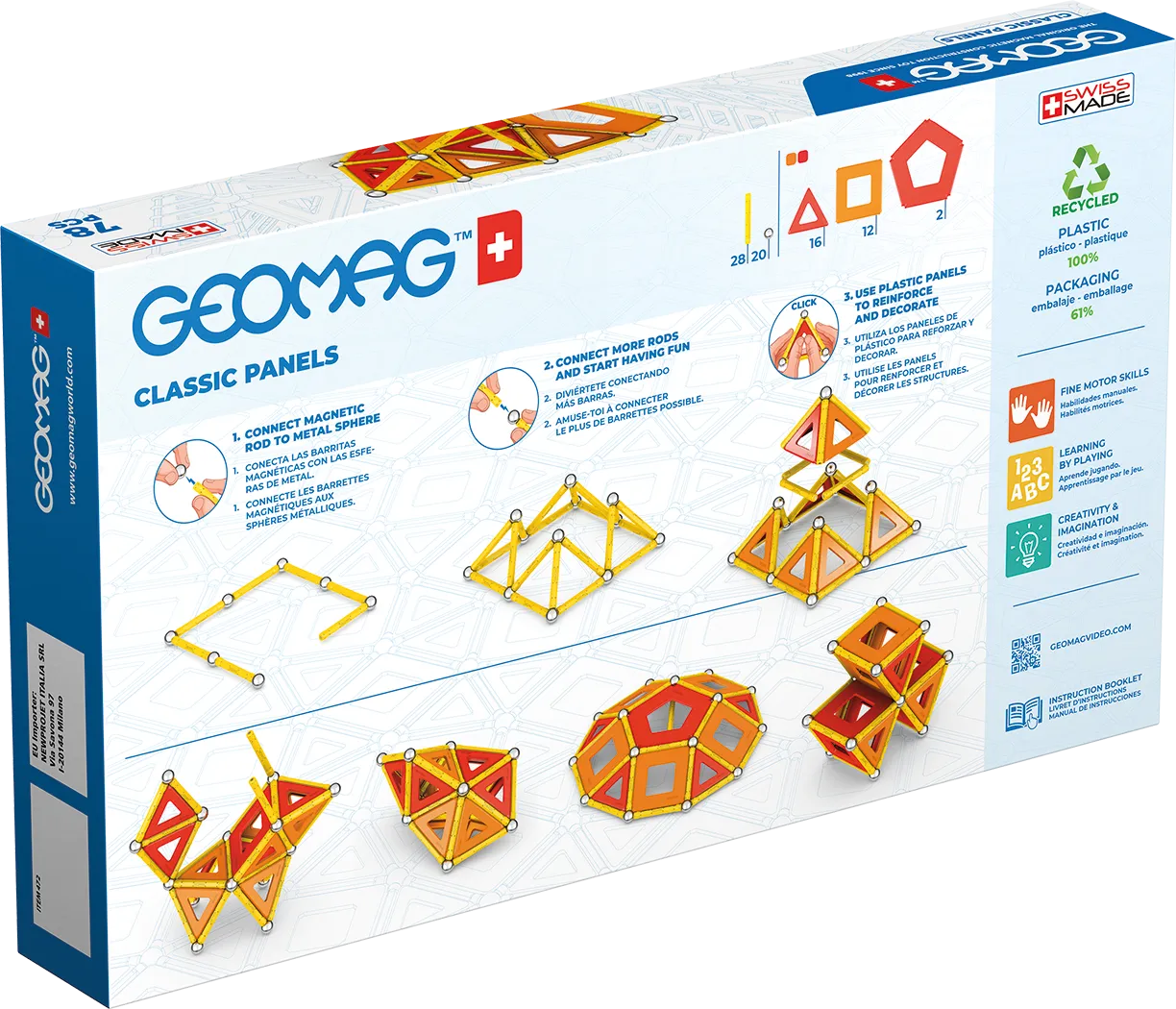 Geomag Classic Panels magnetická stavebnice 78 dílků