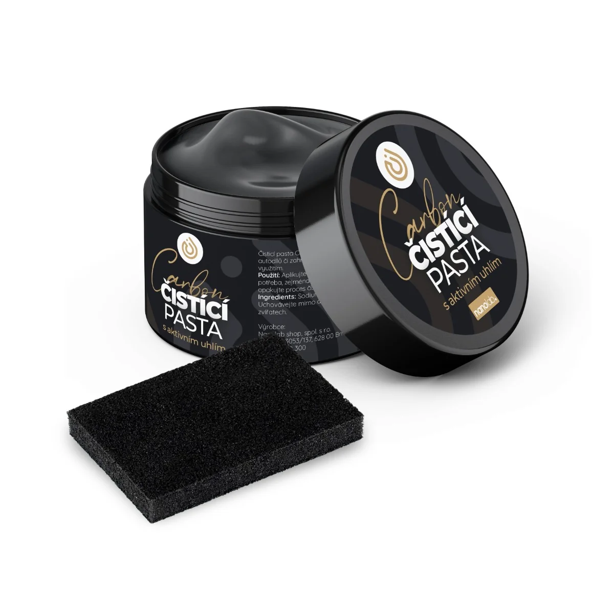 Nanolab Carbon Čisticí pasta s aktivním uhlím 500 g + houbička 1 ks