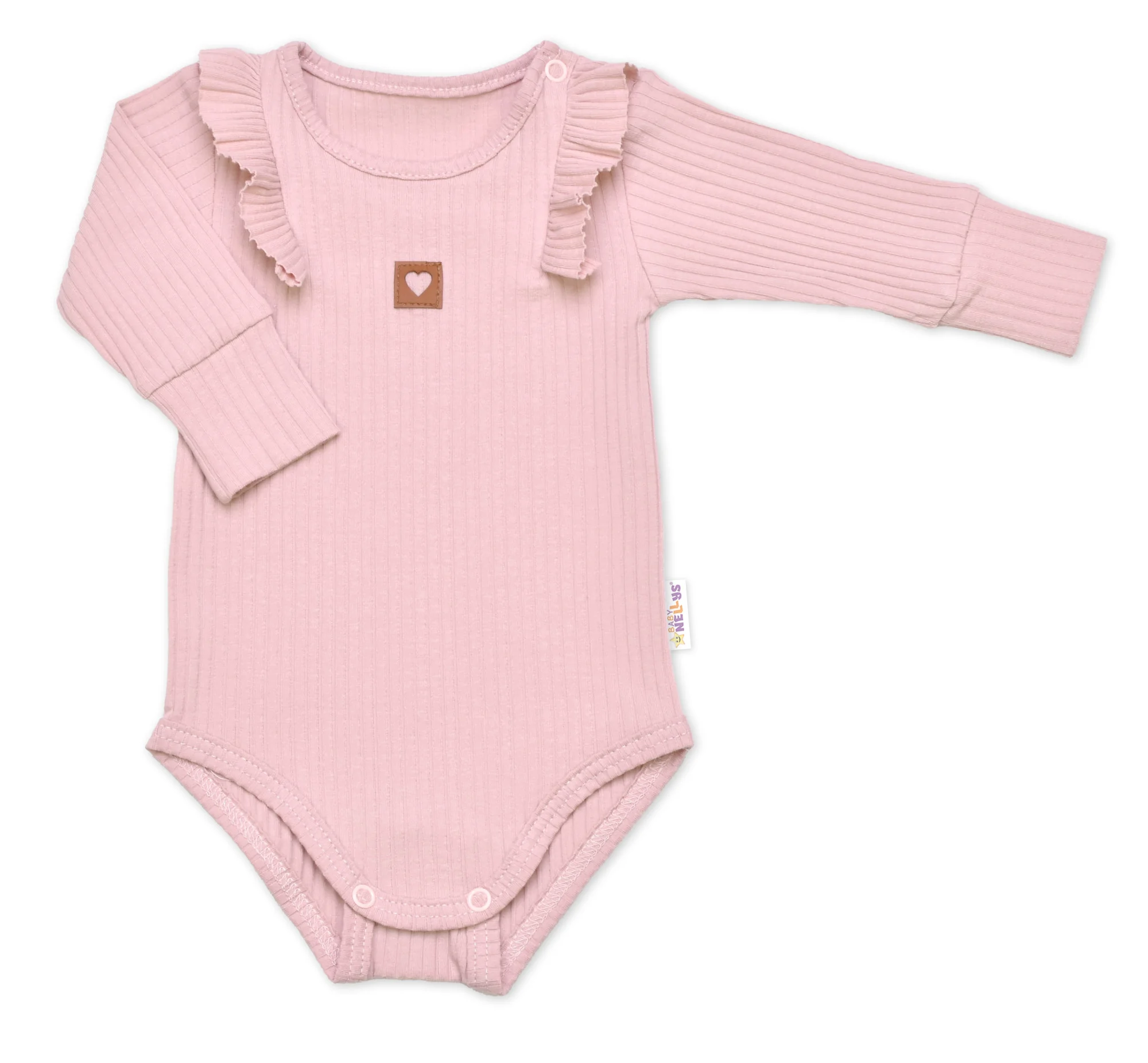 Baby Nellys Žebrovaná rostoucí souprava 3D, Baby Girl - pudrově růžová, vel. 68/74