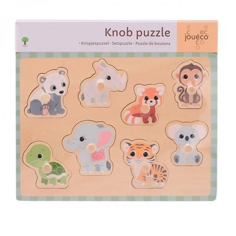 Jouéco the Wildies Family dřevěné puzzle s úchyty 18m+