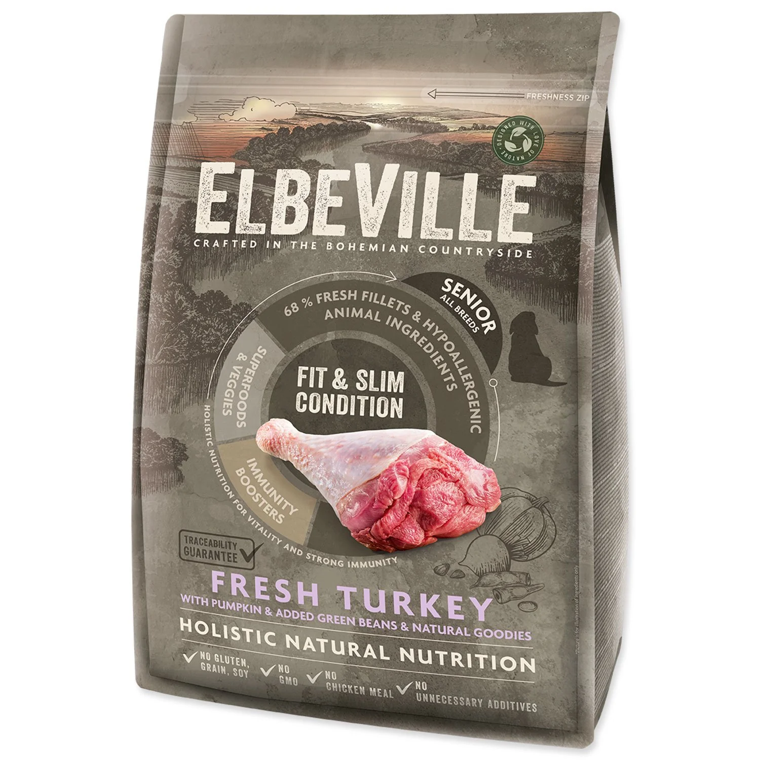 Elbeville Krmivo Senior All Breeds Fit and Slim Condition Fresh Turkey 4kg