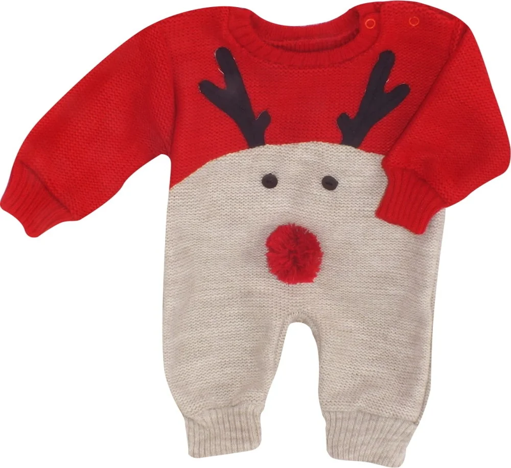 Z&Z Dětský pletený Vánoční overálek Baby Sob, červený vel. 86