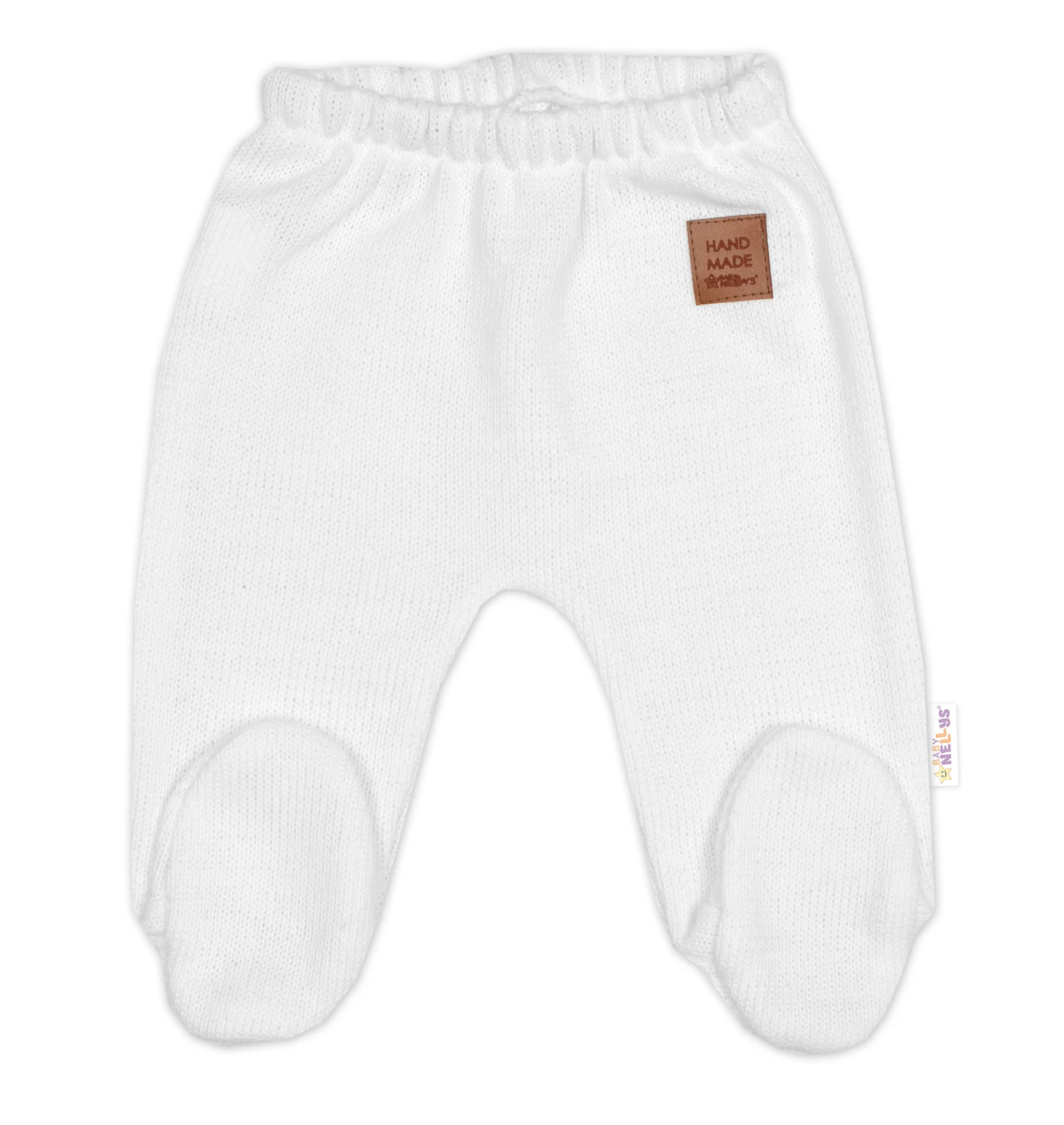 Baby Nellys Pletené polodupačky Hand Made, bílé, vel. 56