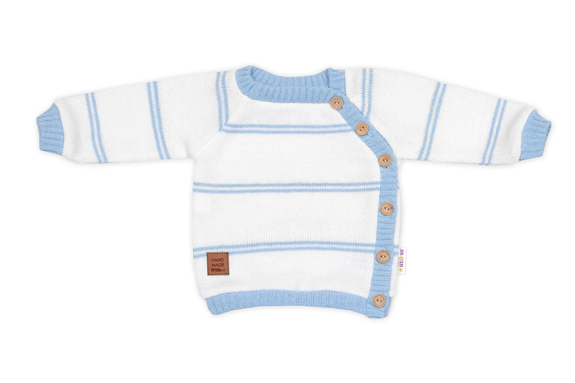 Baby Nellys Pletená sada s jemným proužkem 3D, lux,modrá/bílá,68