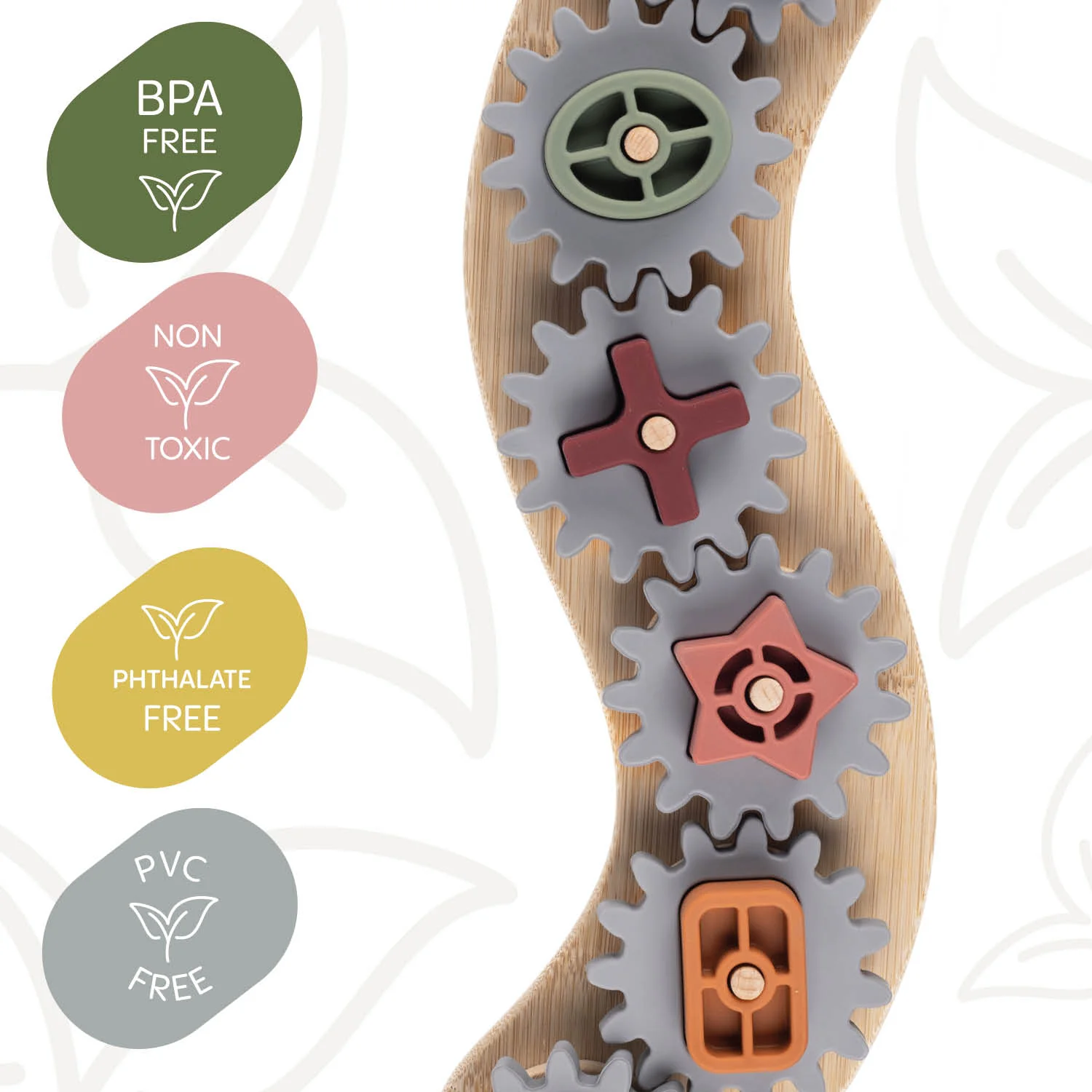 Zopa Silikonová bambusová skládačka ozubená kolečka, Multicolor