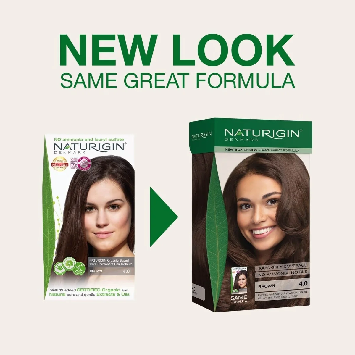 NATURIGIN Organic Based 100% Permanent Hair Colours Brown 4.0 barva na vlasy 115 ml