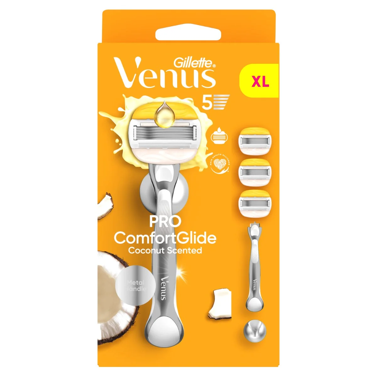 Gillette Venus Pro ComfortGlide Coconut holicí strojek, holicí hlavice + nástěnný držáček 3 ks