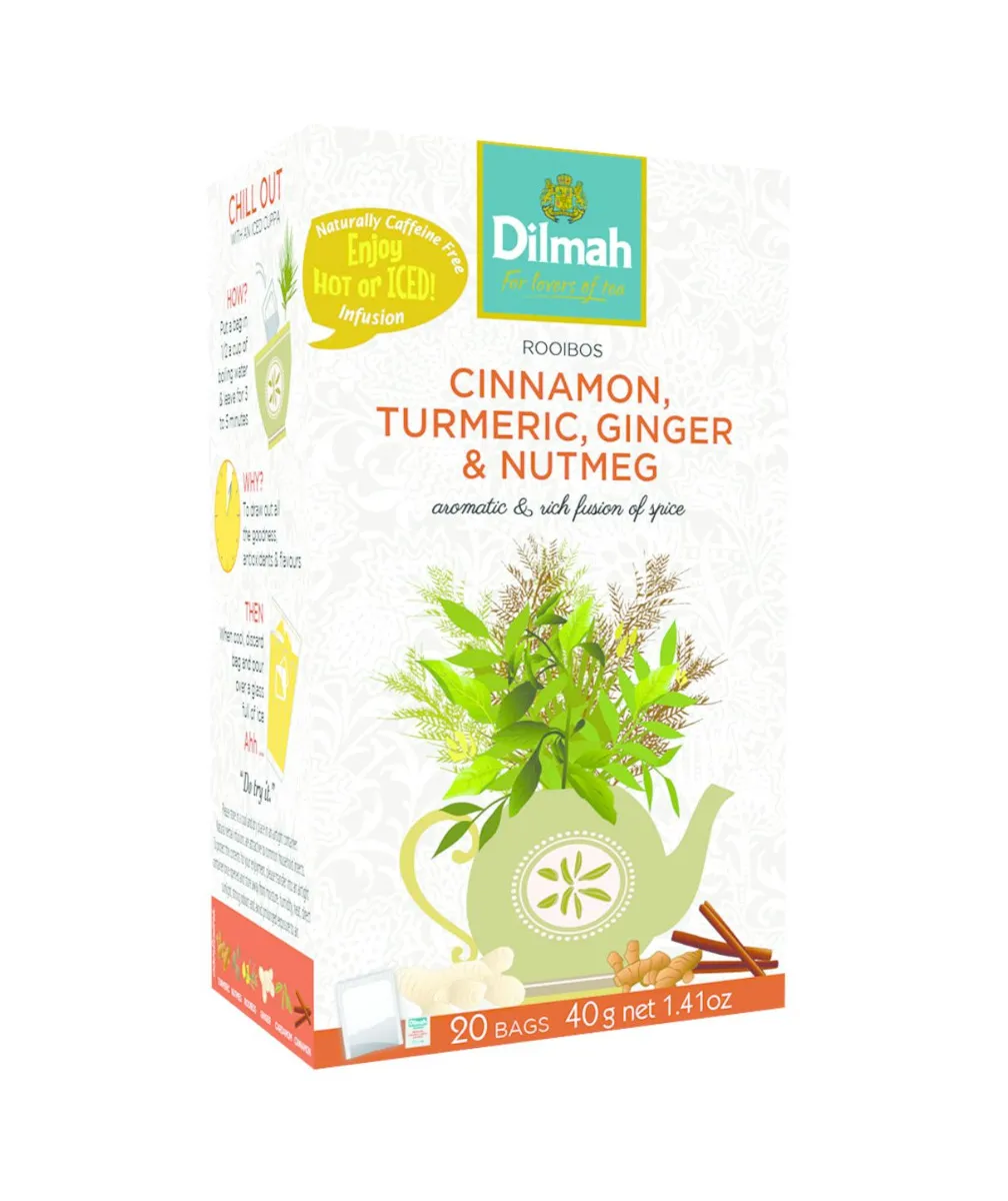 Dilmah Rooibos Cinnamon Turmeric Ginger & Nutmeg porcovaný čaj 20x2 g