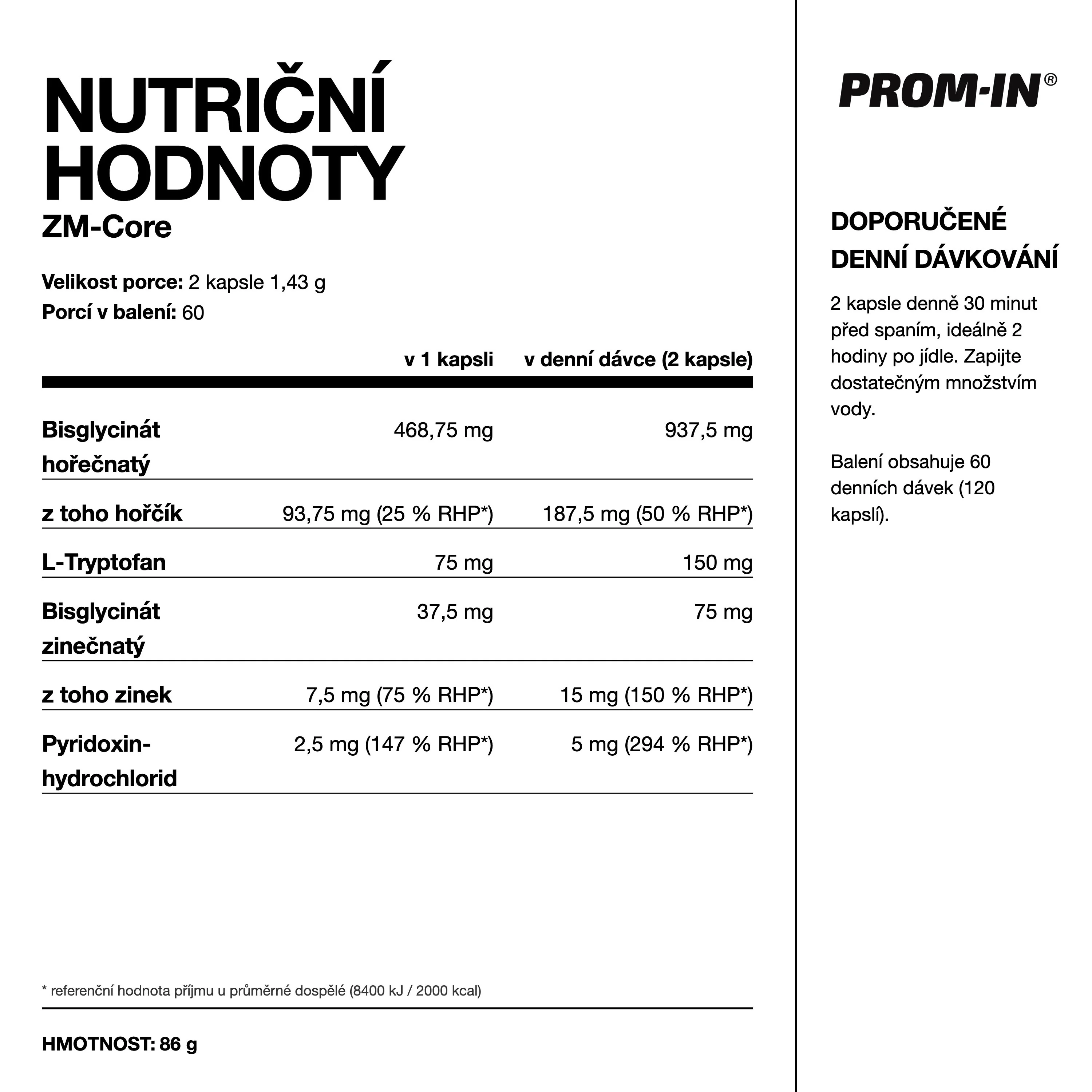 PROM-IN Athletic ZM-Core 120 kapslí