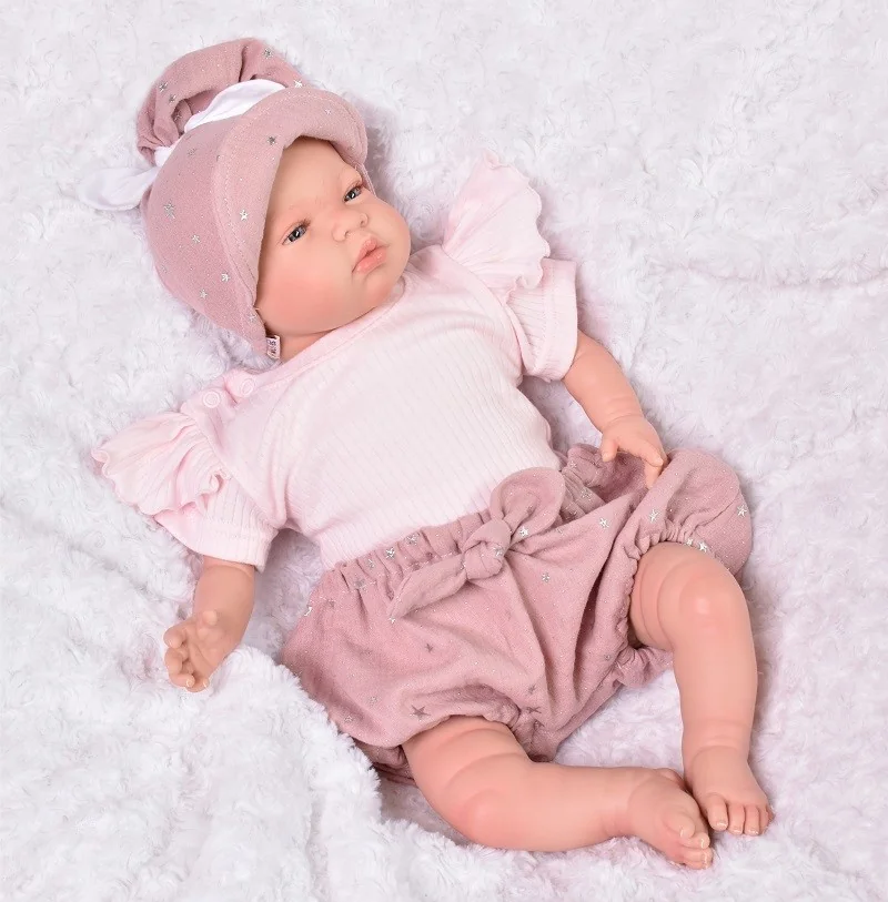 Baby Nellys Mušelínové letní kraťasky Stars s mašličkou, pudrové vel.  92/98