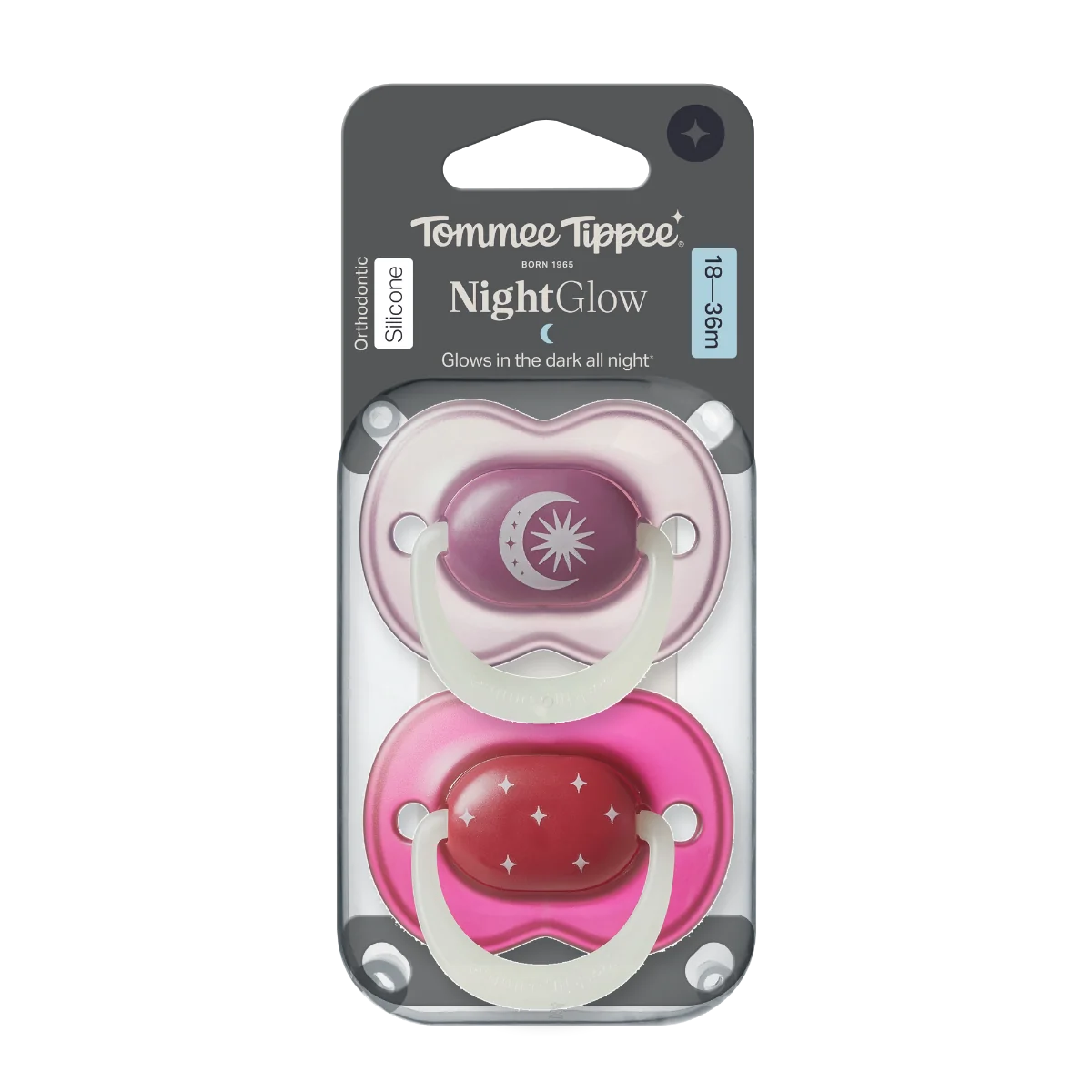 Tommee Tippee Silikonový dudlík Night 18-36m 2 ks více barevných variant
