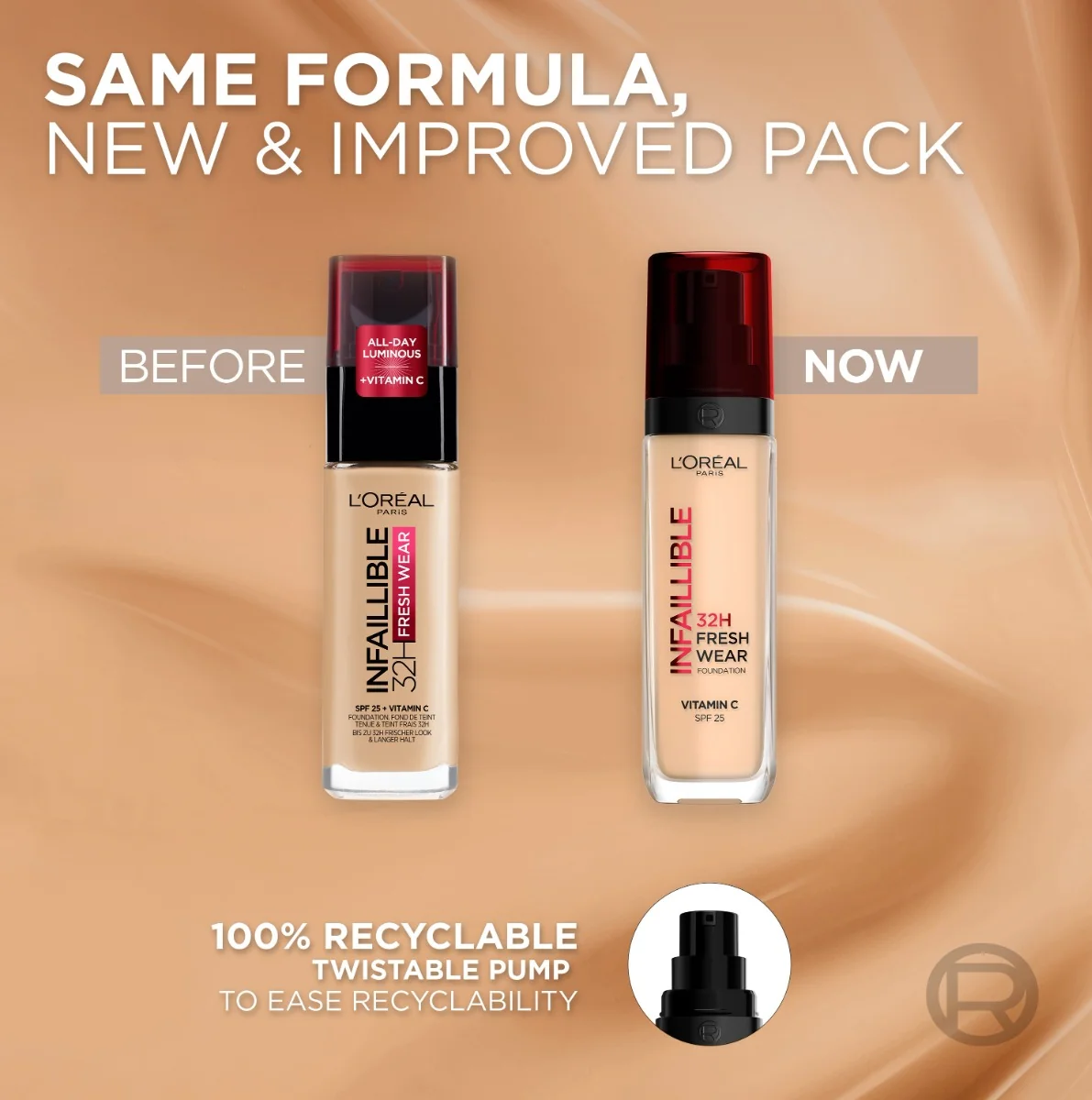 Loréal Paris Infaillible 32H Fresh Wear odstín 110 Cool Rosé tekutý make-up 30 ml