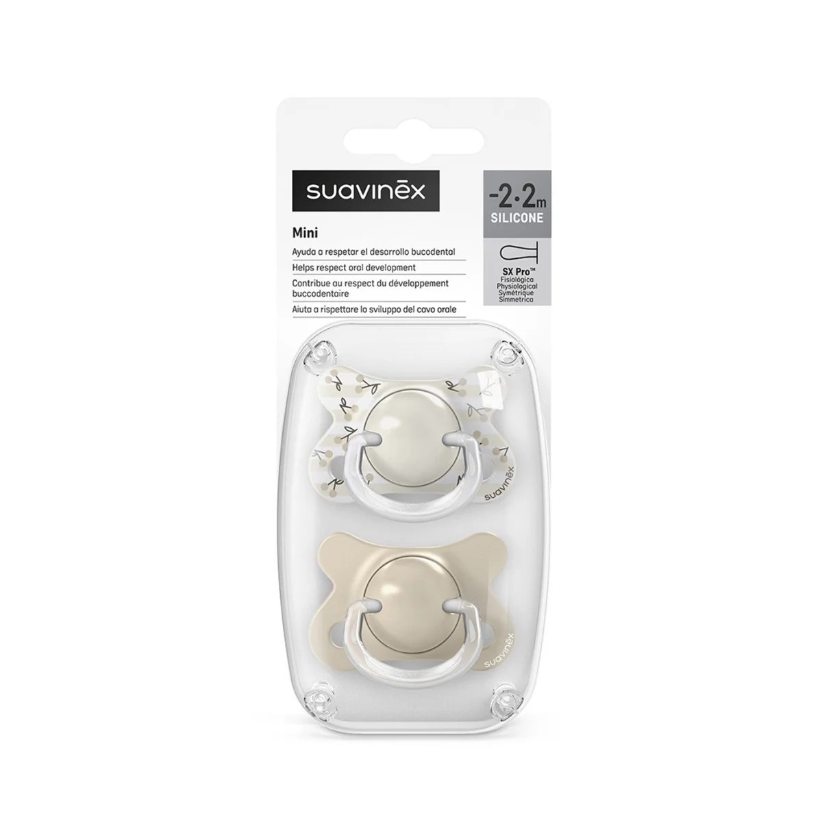 Suavinex Dudlík SX PRO fyziologický BIRDIES 2m+ 2 ks krémový