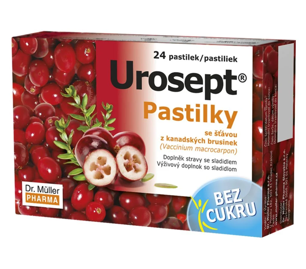 Urosept Pastilky bez cukru 24 pastilek