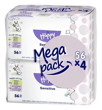 Bella Baby Happy Čistící ubrousky s aloe vera mega pack 4x56 ks