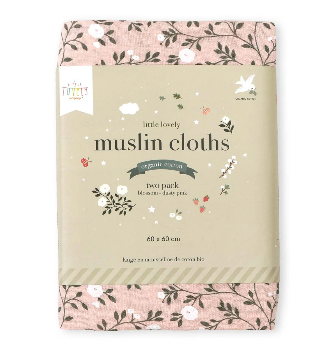 A Little Lovely Company Mušelínové plenky, blossom - dusty pink