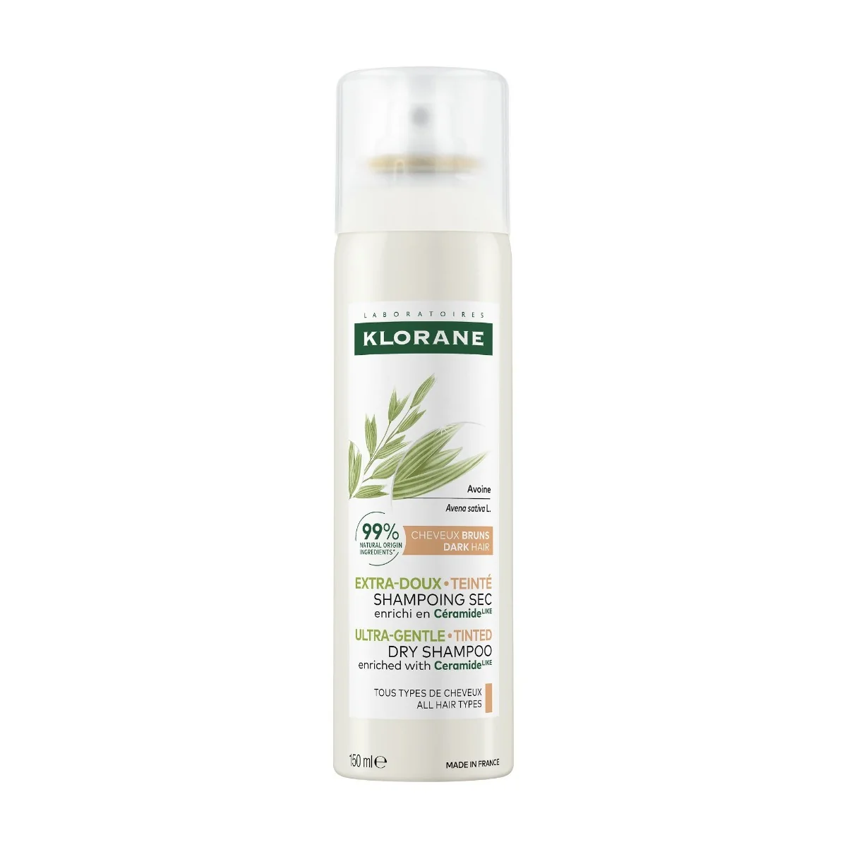 KLORANE Suchý šampon s ovsem na tmavé vlasy 150 ml