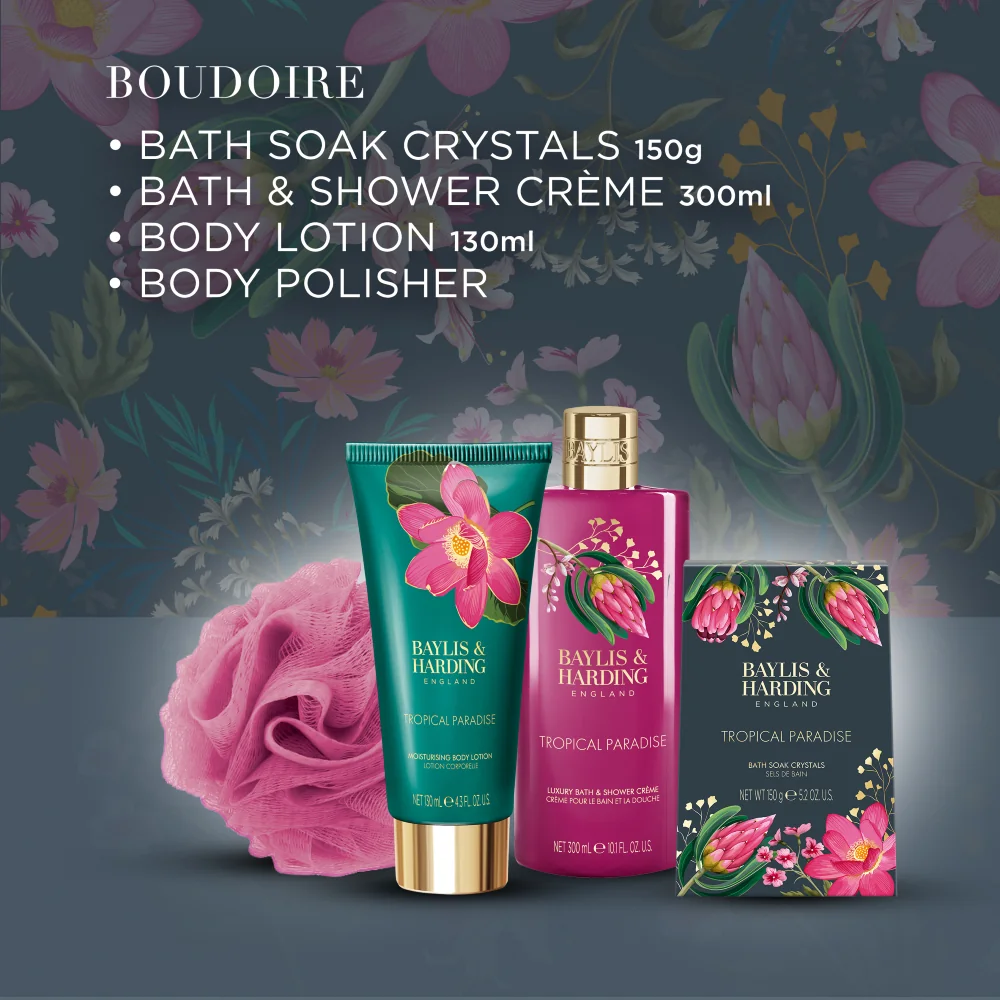 Baylis & Harding Boudoire Sada péče o tělo v tubusu Tropical Paradise 4 ks