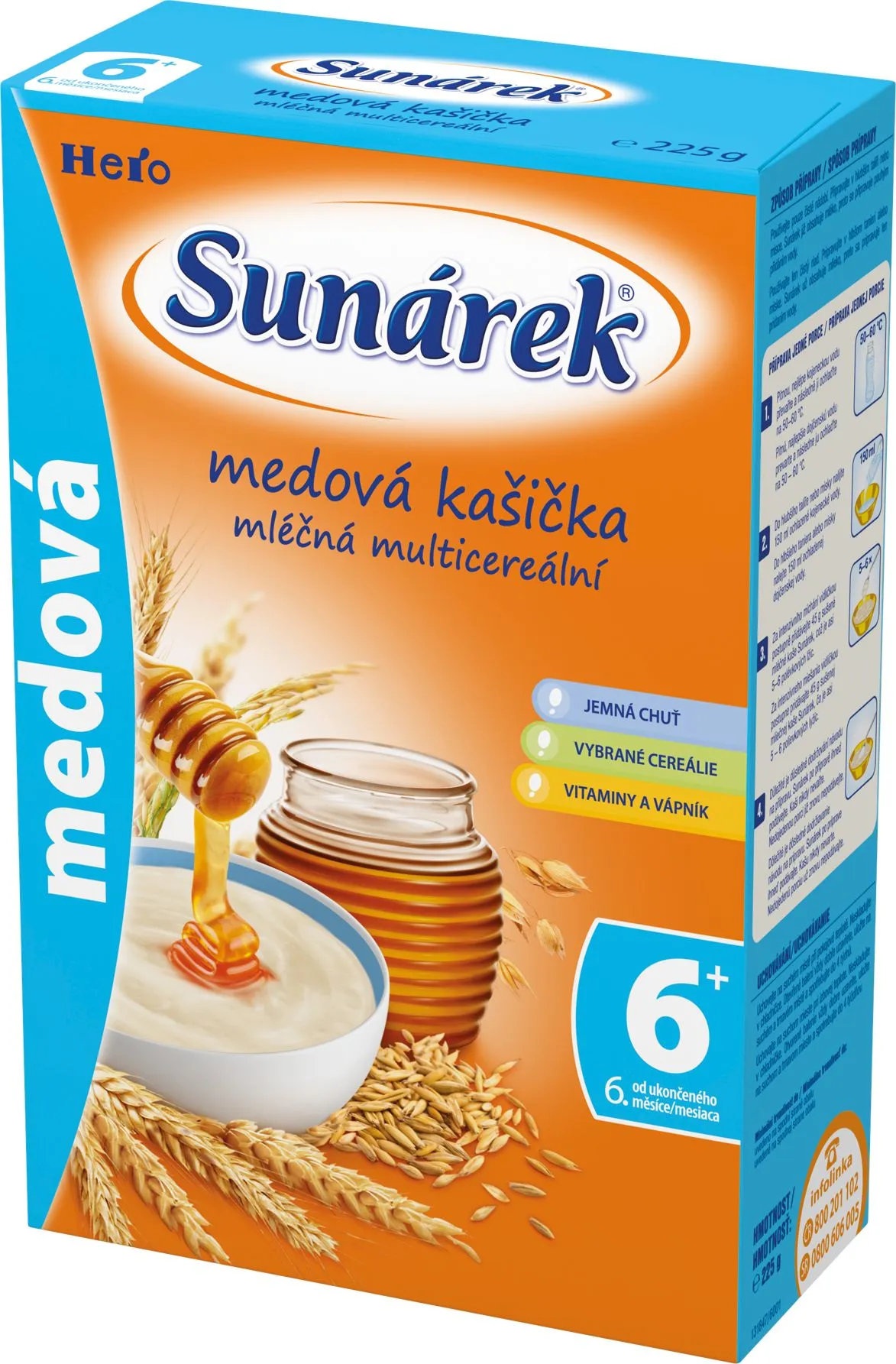 Sunárek medová kašička mléčná 225g