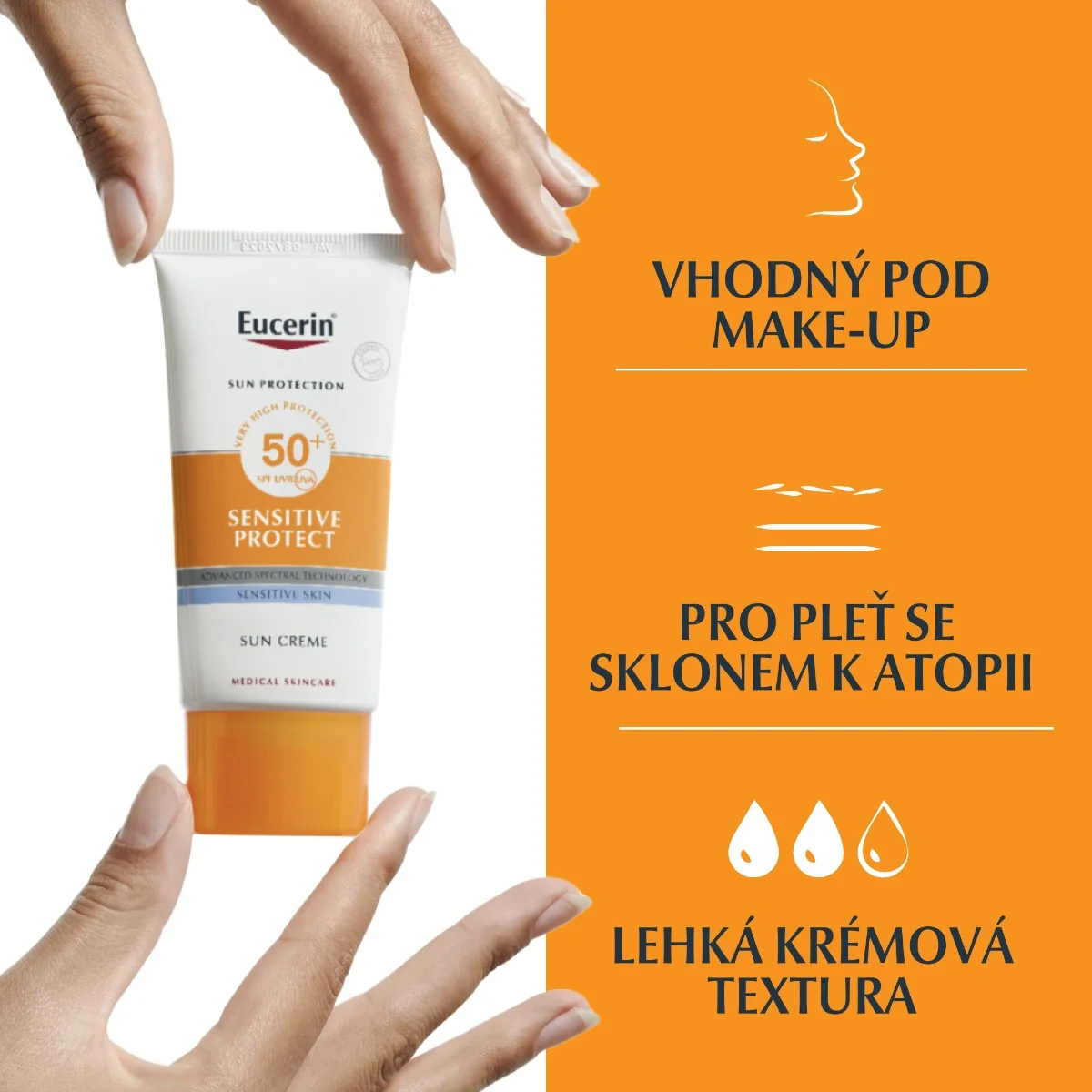 Eucerin SUN Sensitive Protect SPF50+ vysoce ochranný krém na obličej 50 ml