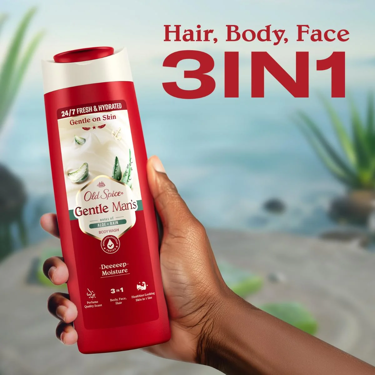 Old Spice Gentle Man's Aloe + Rain sprchový gel a šampon 3v1 400 ml