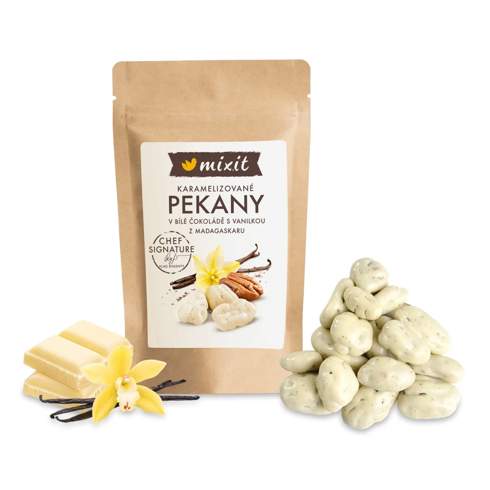 Mixit Pekanové ořechy v bílé čokoládě s madagaskarskou vanilkou 100 g