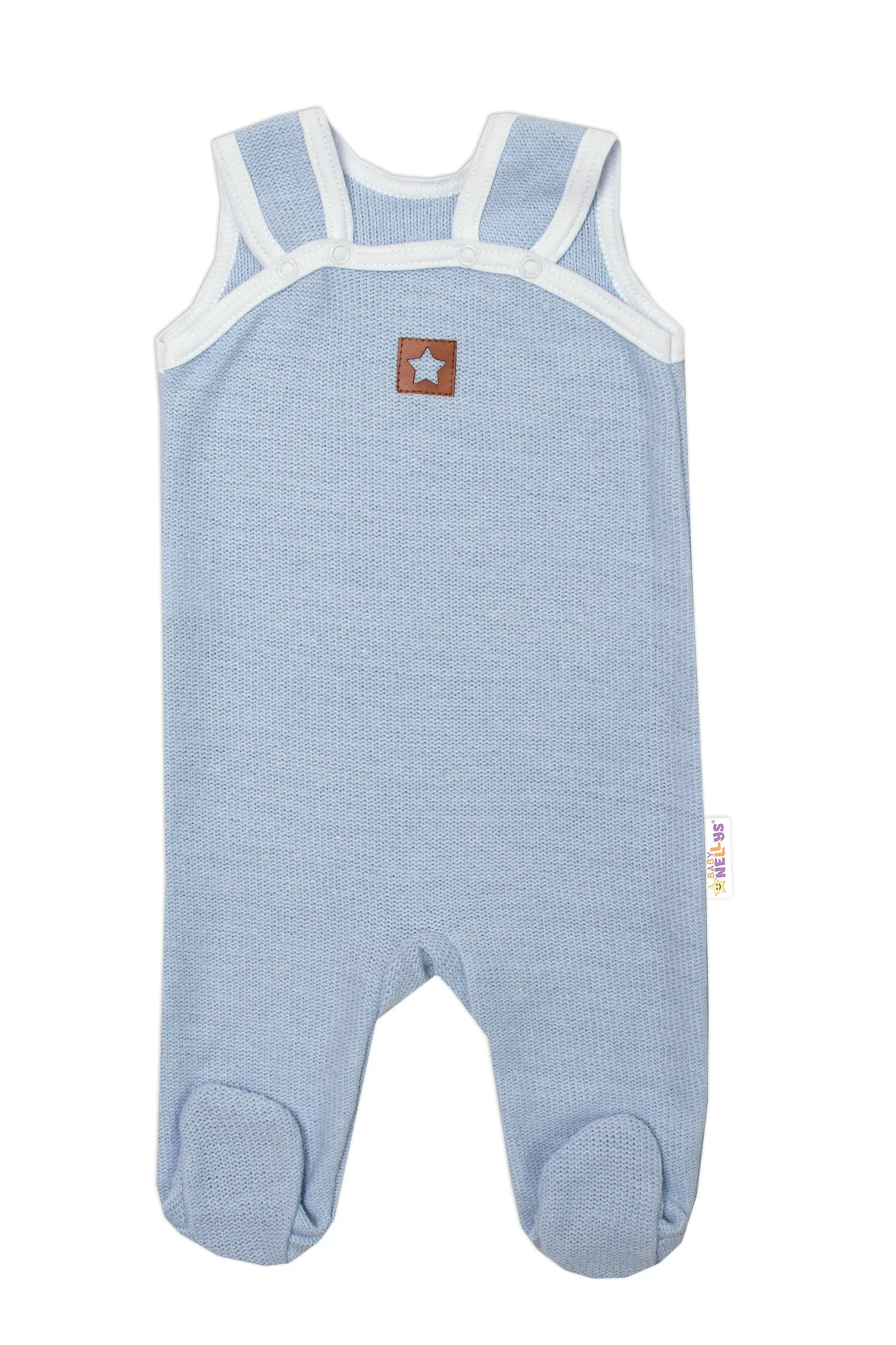 Baby Nellys 2D sada Star, body dl. rukáv,pletené dupačky, modré,68