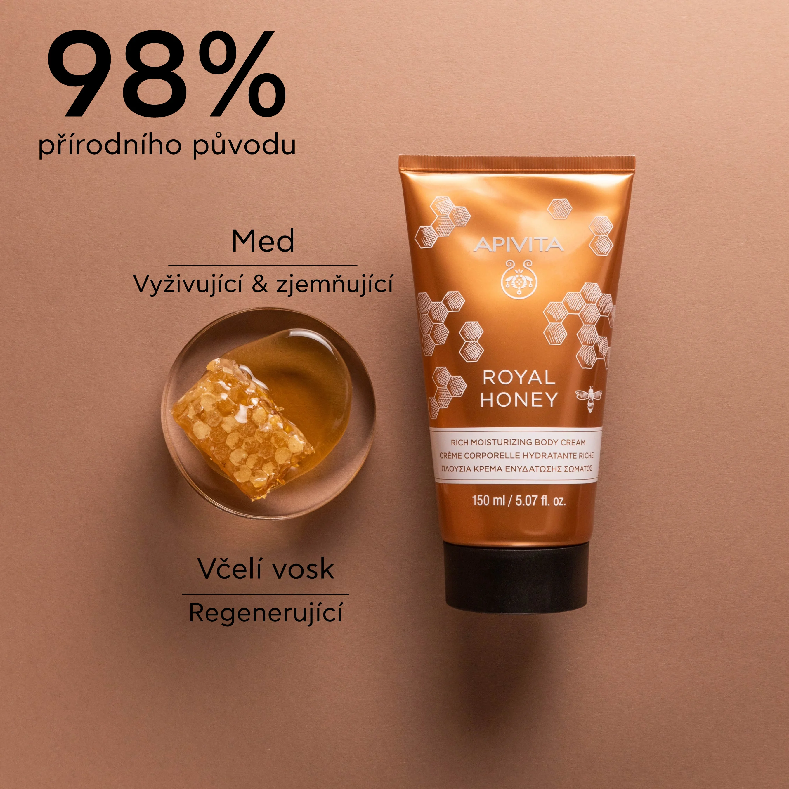 APIVITA Royal Honey bohatě hydratační tělový krém 150 ml