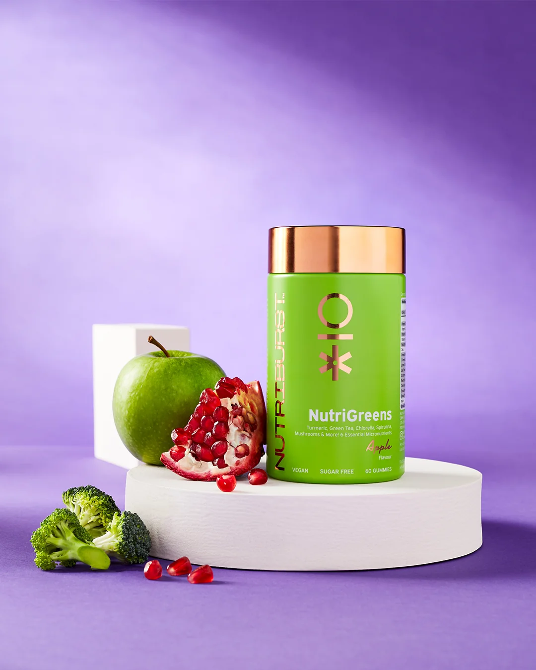 Nutriburst Premium NutriGreens gummies se superpotravinami a antioxidanty 60 ks jablko