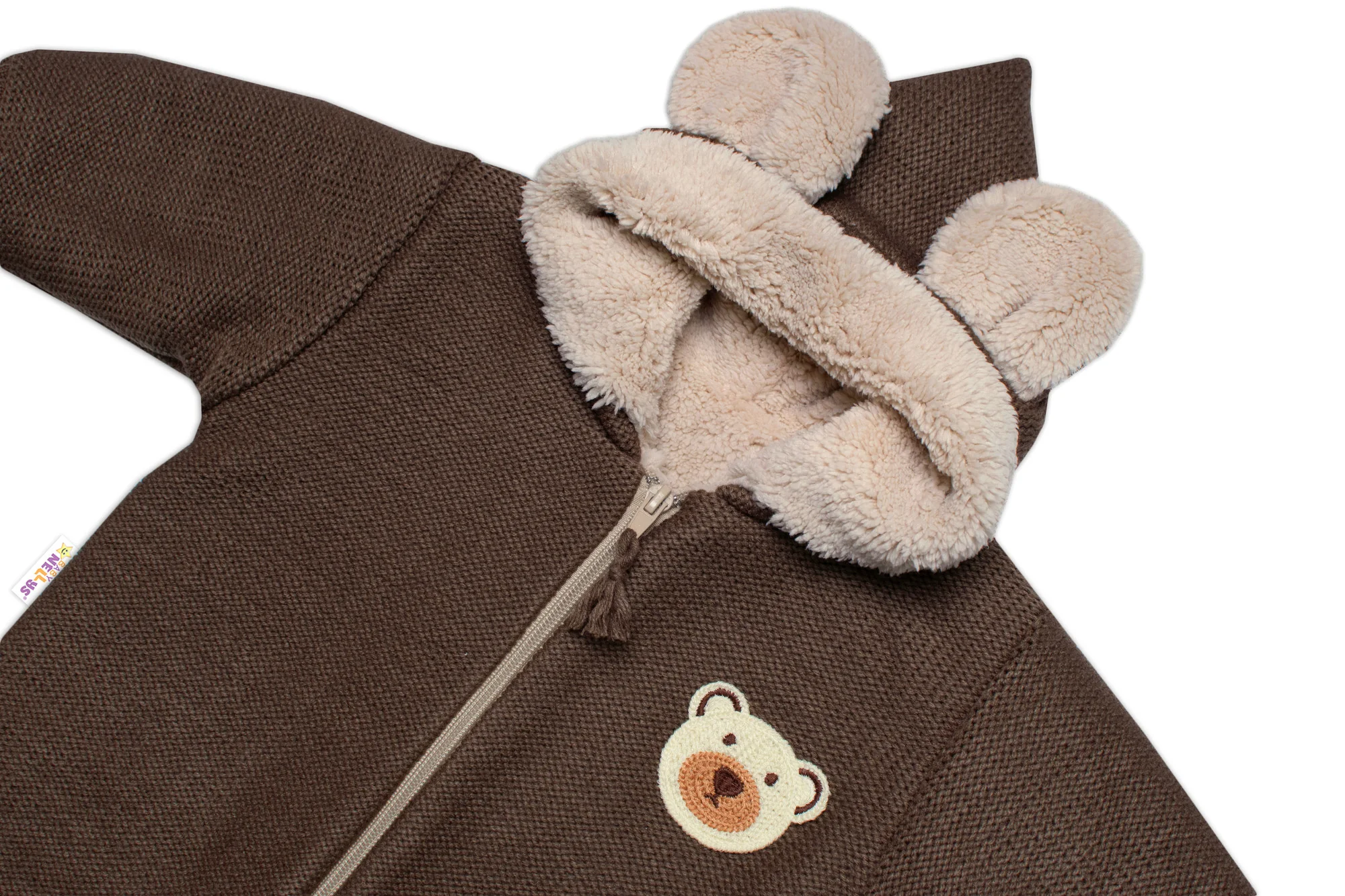 Baby Nellys Oteplená pletená bundička Teddy Bear,hnědá,92/98