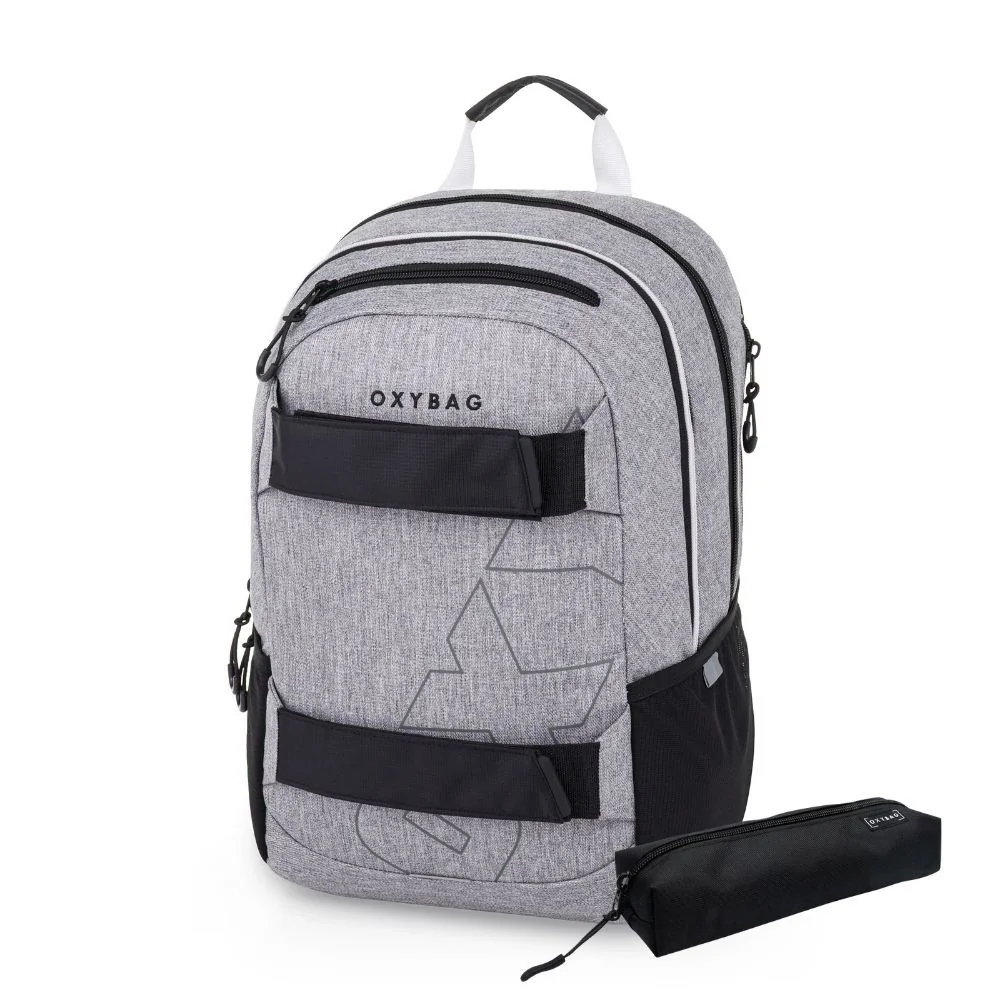 Oxybag OXY SPORT - set 2 ks: studentský batoh Grey Melange, penál 