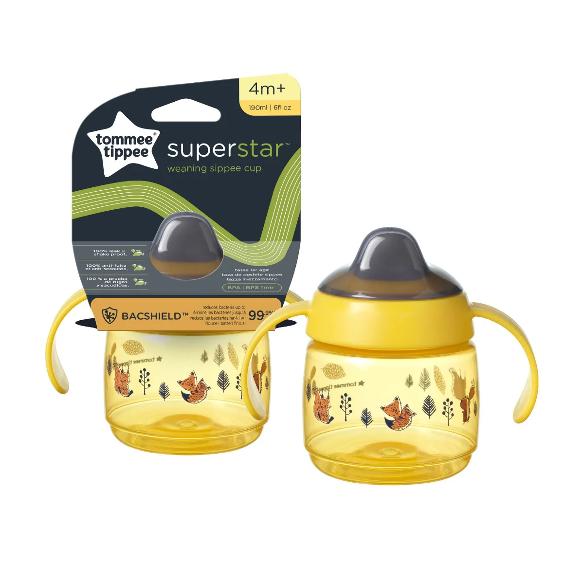 Tommee Tippee Netekoucí hrnek Superstar 4m+ 190 ml Yellow 1 ks