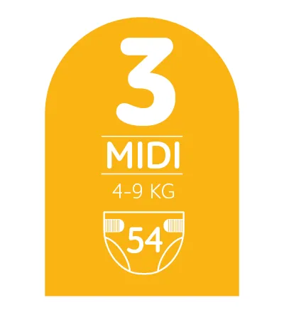 BEBELO Care Diapers Midi 3 dětské pleny 54 ks