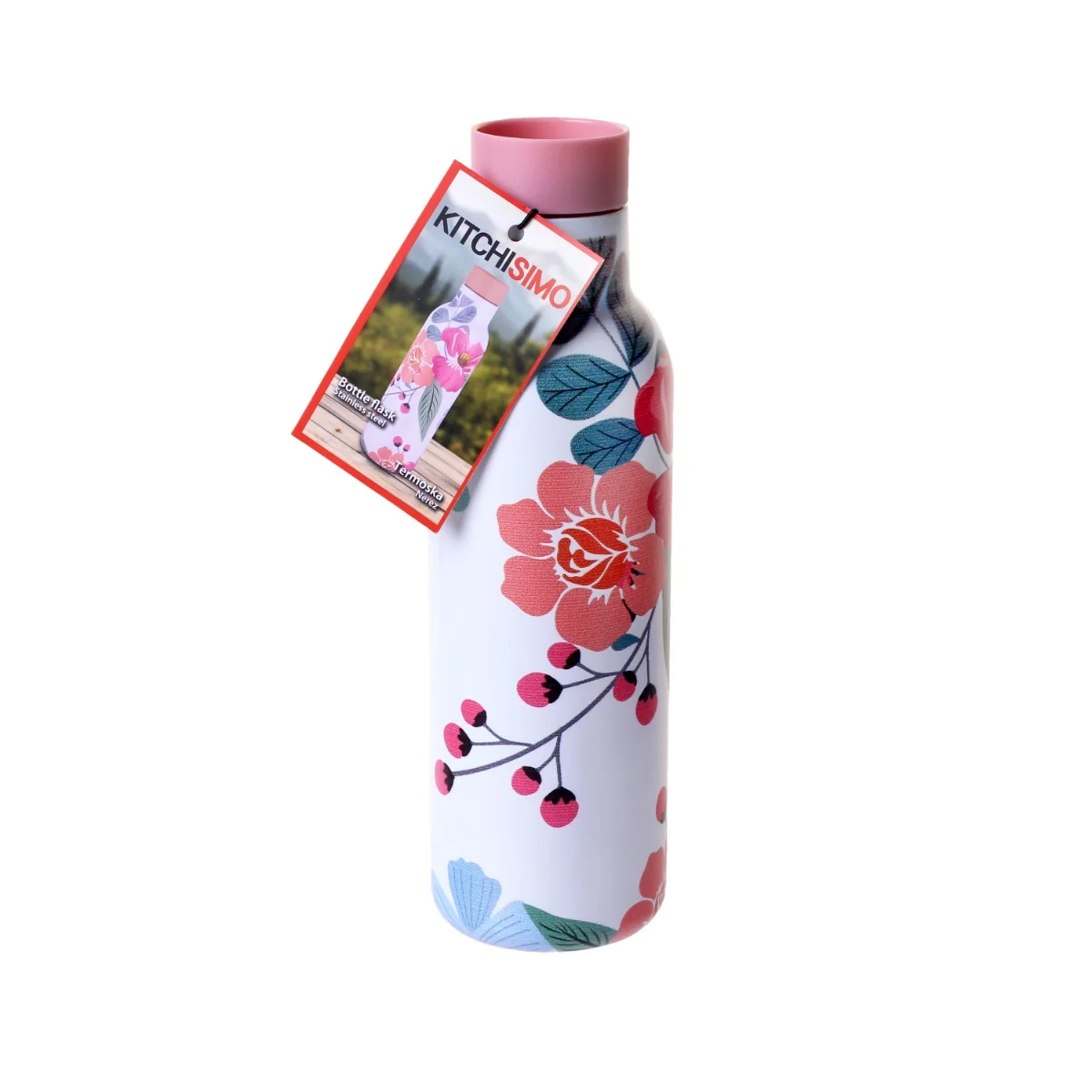 Kitchisimo Termoska 480 ml 1 ks růžová s květinami