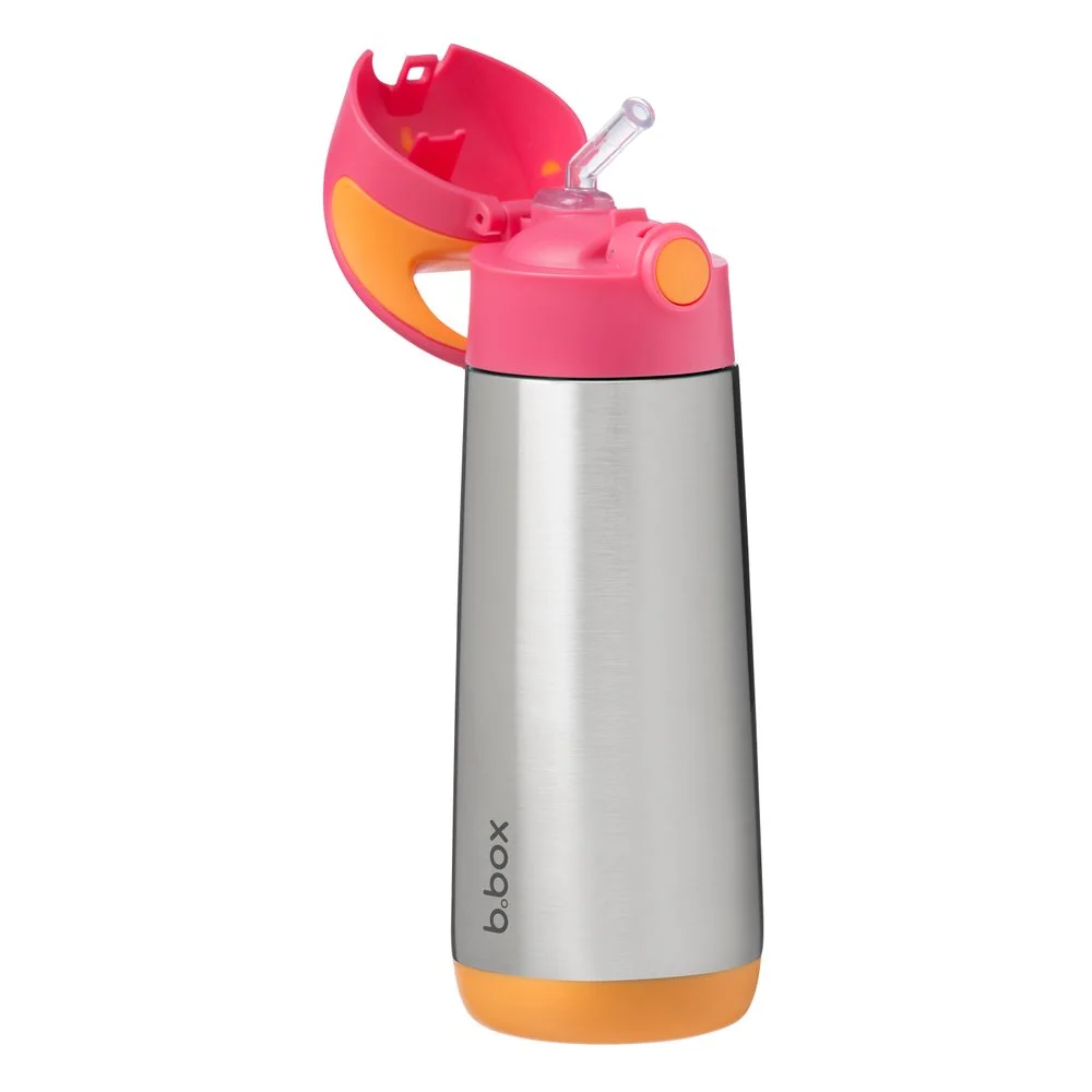 B.BOX Termoska na pití s brčkem 500 ml - růžová/oranžová